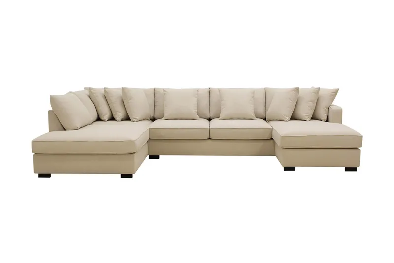 Rossita 5-sits Vänstervänd U-formad Djup Soffa med Divan och Schäslong i Bouclé, Beige