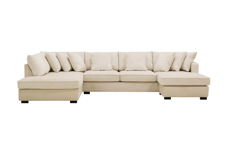 Rossita 5-sits Vänstervänd U-formad Djup Soffa med Divan och Schäslong i Chenille, Beige