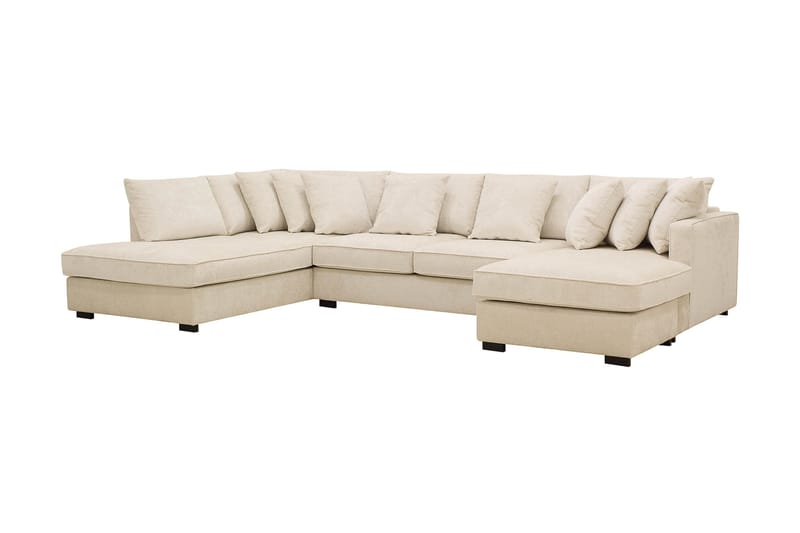 Rossita 5-sits Vänstervänd U-formad Djup Soffa med Divan och Schäslong i Chenille - Beige - Möbler - Soffa - U-soffa
