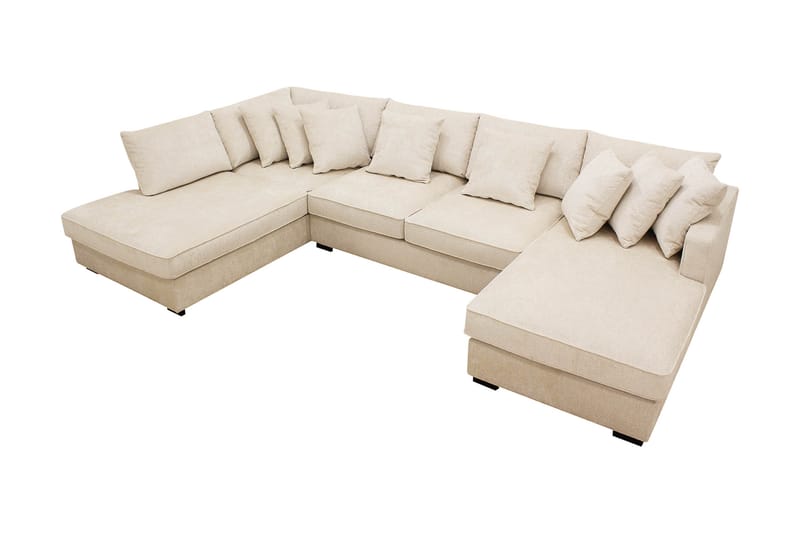 Rossita 5-sits Vänstervänd U-formad Djup Soffa med Divan och Schäslong i Chenille - Beige - Möbler - Soffa - U-soffa