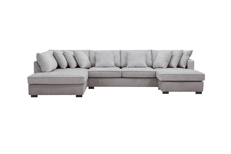 Rossita 5-sits Vänstervänd U-formad Djup Soffa med Divan och Schäslong i Chenille - Grå / Brun - Möbler - Soffa - U-soffa