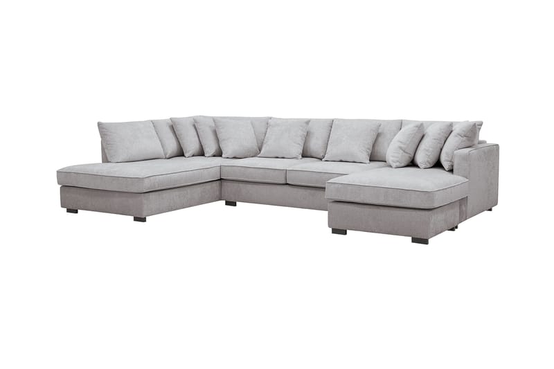 Rossita 5-sits Vänstervänd U-formad Djup Soffa med Divan och Schäslong i Chenille - Grå / Brun - Möbler - Soffa - U-soffa
