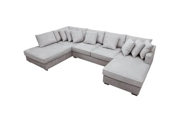 Rossita 5-sits Vänstervänd U-formad Djup Soffa med Divan och Schäslong i Chenille - Grå / Brun - Möbler - Soffa - U-soffa