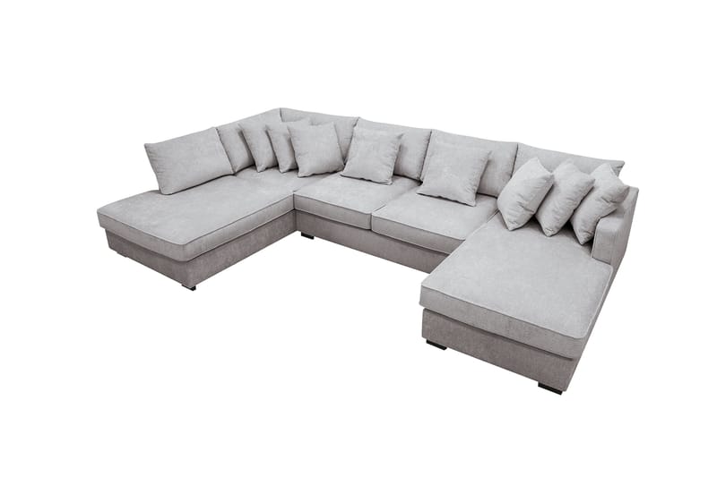 Rossita 5-sits Vänstervänd U-formad Djup Soffa med Divan och Schäslong i Chenille - Grå / Brun - Möbler - Soffa - U-soffa