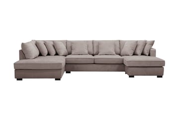 Rossita 5-sits Vänstervänd U-formad Djup Soffa med Divan och Schäslong i Chenille - Grå / Brun - Möbler - Soffa - U-soffa