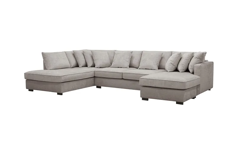 Rossita 5-sits Vänstervänd U-formad Djup Soffa med Divan och Schäslong i Chenille - Grå / Brun - Möbler - Soffa - U-soffa