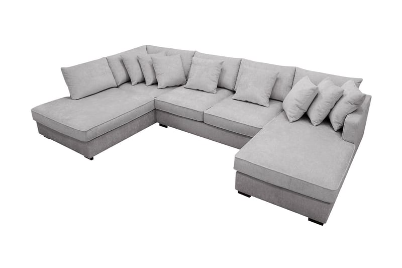 Rossita 5-sits Vänstervänd U-formad Djup Soffa med Divan och Schäslong i Chenille - Grå - Möbler - Soffa - U-soffa