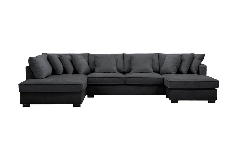 Rossita 5-sits Vänstervänd U-formad Djup Soffa med Divan och Schäslong i Chenille, Svart