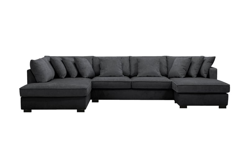 Rossita 5-sits Vänstervänd U-formad Djup Soffa med Divan och Schäslong i Chenille - Svart - Möbler - Soffa - U-soffa