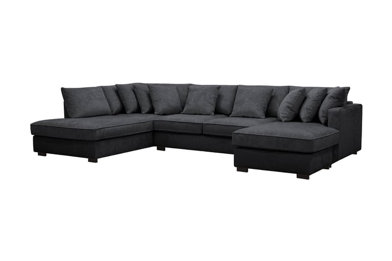 Rossita 5-sits Vänstervänd U-formad Djup Soffa med Divan och Schäslong i Chenille - Svart - Möbler - Soffa - U-soffa