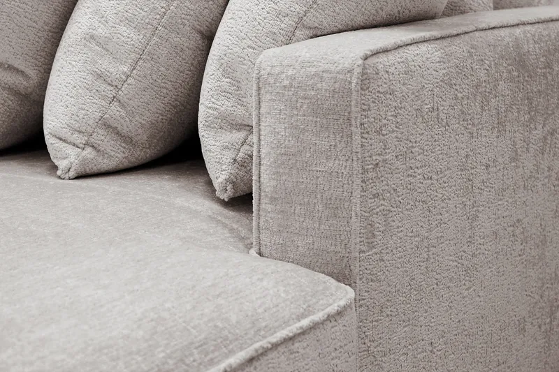 Rossita 5-sits Vänstervänd U-formad Djup Soffa med Divan och Schäslong i Chenille - Trenza 08, Grå/Brun Chenille - Möbler - Soffa - U-soffa