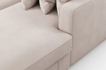 Rossita 5-sits Vänstervänd U-formad Djup Soffa med Divan och Schäslong i Sammet - Beige - Möbler - Soffa - Sammetssoffa