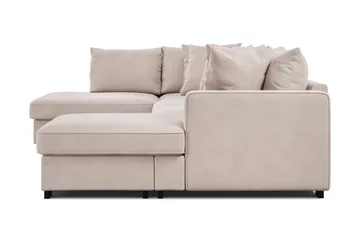 Rossita 5-sits Vänstervänd U-formad Djup Soffa med Divan och Schäslong i Sammet - Beige - Möbler - Soffa - Sammetssoffa