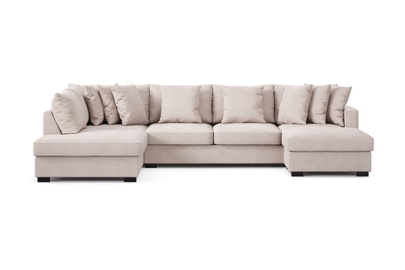 Rossita 5-sits Vänstervänd U-formad Djup Soffa med Divan och Schäslong i Sammet - Beige - Möbler - Soffa - Sammetssoffa
