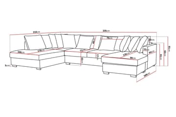 Rossita 5-sits Vänstervänd U-formad Djup Soffa med Divan och Schäslong i Tyg - Brun - Möbler - Soffa - U-soffa