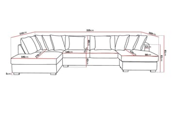 Rossita 5-sits Vänstervänd U-formad Djup Soffa med Divan och Schäslong i Tyg - Brun - Möbler - Soffa - U-soffa