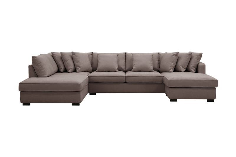 Rossita 5-sits Vänstervänd U-formad Djup Soffa med Divan och Schäslong i Tyg - Brun - Möbler - Soffa - U-soffa