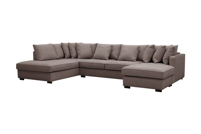 Rossita 5-sits Vänstervänd U-formad Djup Soffa med Divan och Schäslong i Tyg - Brun - Möbler - Soffa - U-soffa