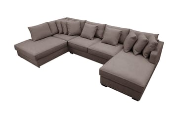 Rossita 5-sits Vänstervänd U-formad Djup Soffa med Divan och Schäslong i Tyg - Brun - Möbler - Soffa - U-soffa