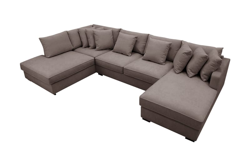 Rossita 5-sits Vänstervänd U-formad Djup Soffa med Divan och Schäslong i Tyg - Brun - Möbler - Soffa - U-soffa