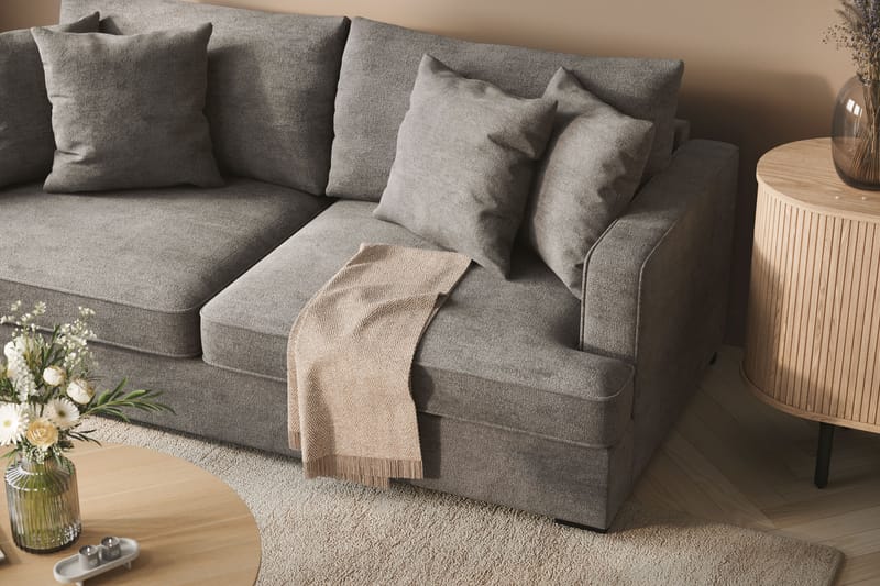 Rossita Djup 3-sits soffa i chenille - Ljus Grå - Möbler - Soffa - 3 sits soffa
