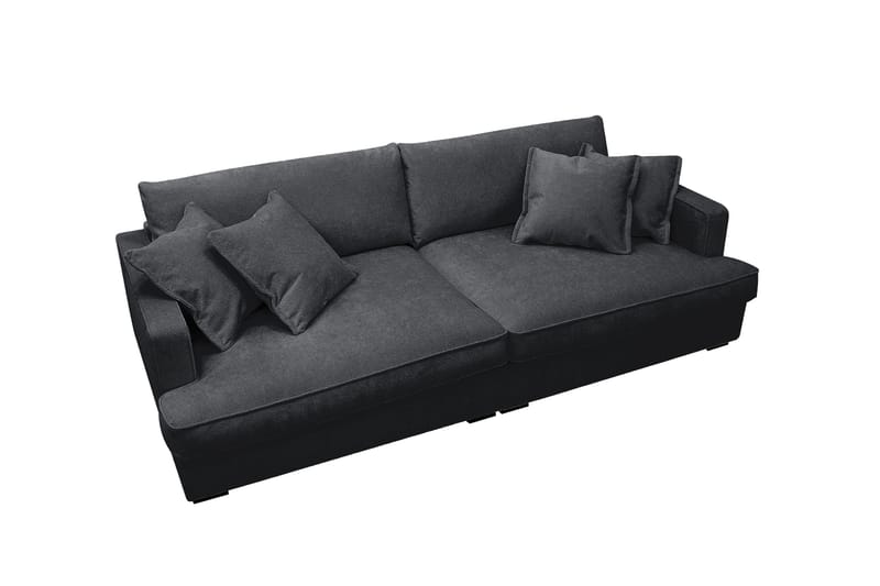 Rossita Lyx 3-sits Extra djup Soffa i Chenille - Trenza 01, Svart Chenille - Möbler - Soffa - 3 sits soffa