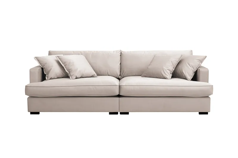 Rossita Lyx 3-sits Extra djup Soffa i Sammet, Beige