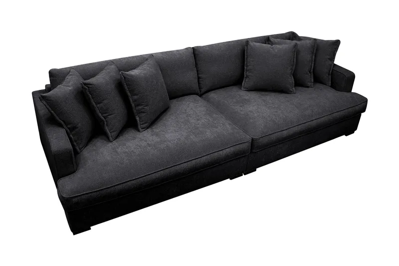 Rossita Lyx 4-sits Extra djup Soffa i Chenille - Trenza 01, Svart Chenille - Möbler - Soffa - 4 sits soffa