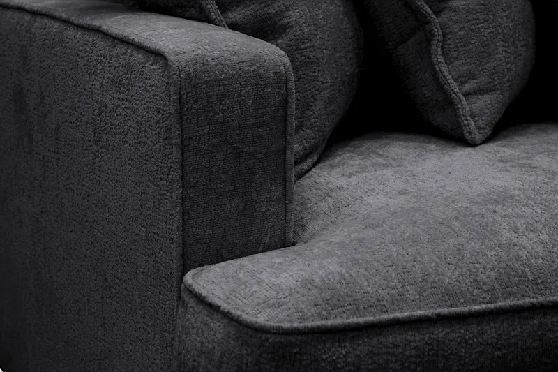 Rossita Lyx 4-sits Extra djup Soffa i Chenille - Trenza 01, Svart Chenille - Möbler - Soffa - 4 sits soffa