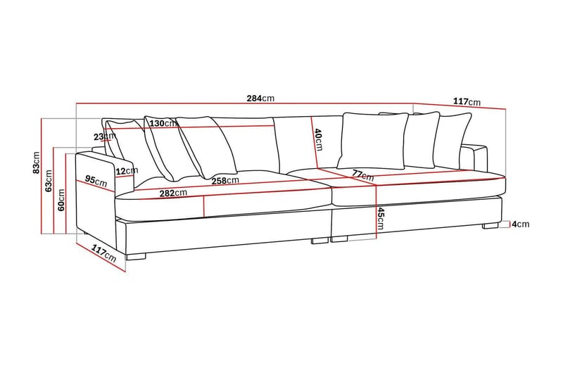 Rossita Lyx 4-sits Extra djup Soffa i Manchester - Brun - Möbler - Soffa - 4 sits soffa
