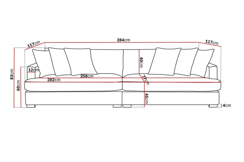 Rossita Lyx 4-sits Extra djup Soffa i Tyg - Beige - Möbler - Soffa - 4 sits soffa