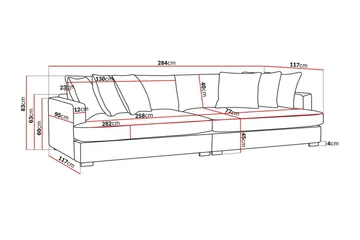 Rossita Lyx 4-sits Extra djup Tygsoffa - Brun - Möbler - Soffa - 4 sits soffa