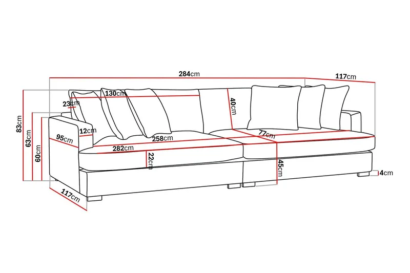 Rossita Lyx 4-sits Extra djup Tygsoffa - Brun - Möbler - Soffa - 4 sits soffa