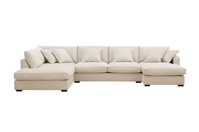 Rossita Lyx 5-sits Högervänd U-formad Extra djup Soffa med Divan och Schäslong i Chenille - Beige - Möbler - Soffa - U-soffa