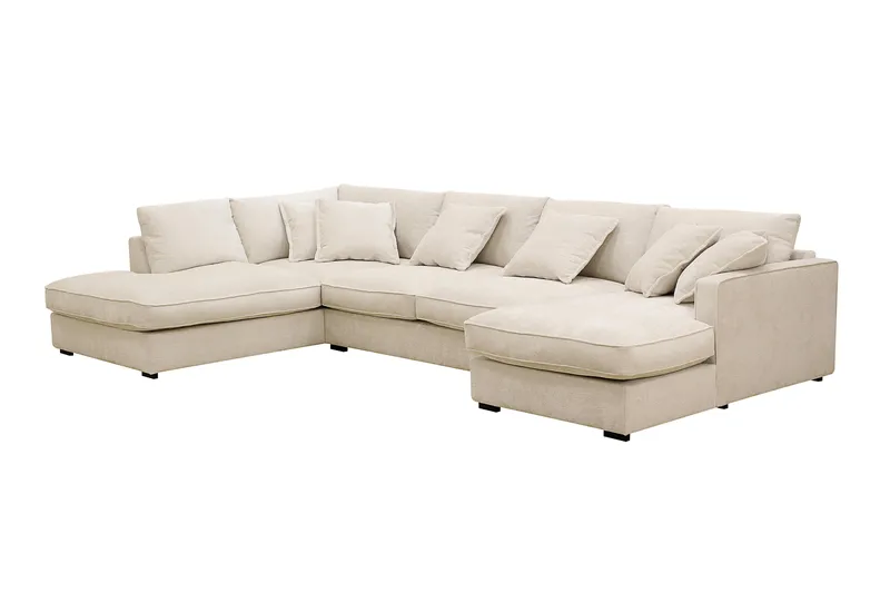 Rossita Lyx 5-sits Högervänd U-formad Extra djup Soffa med Divan och Schäslong i Chenille - Beige - Möbler - Soffa - U-soffa