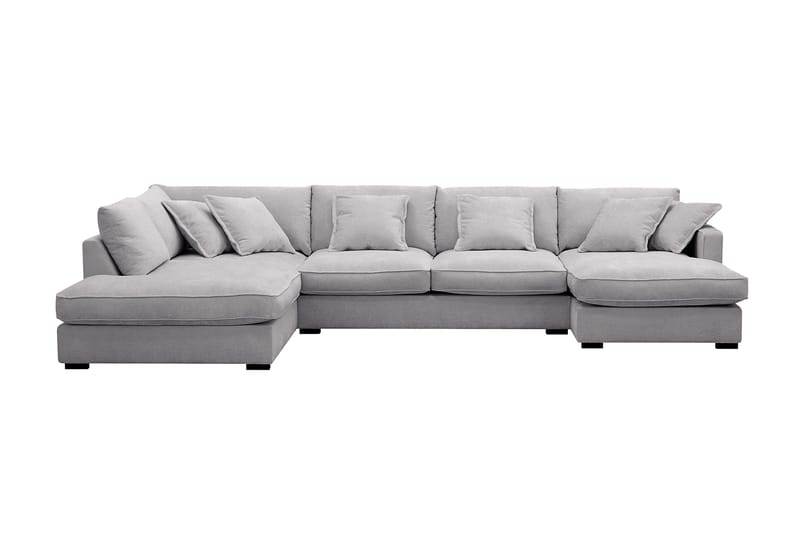 Rossita Lyx 5-sits Högervänd U-formad Extra djup Soffa med Divan och Schäslong i Chenille - Grå - Möbler - Soffa - U-soffa