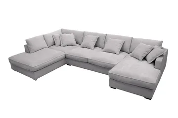 Rossita Lyx 5-sits Högervänd U-formad Extra djup Soffa med Divan och Schäslong i Chenille - Grå - Möbler - Soffa - U-soffa