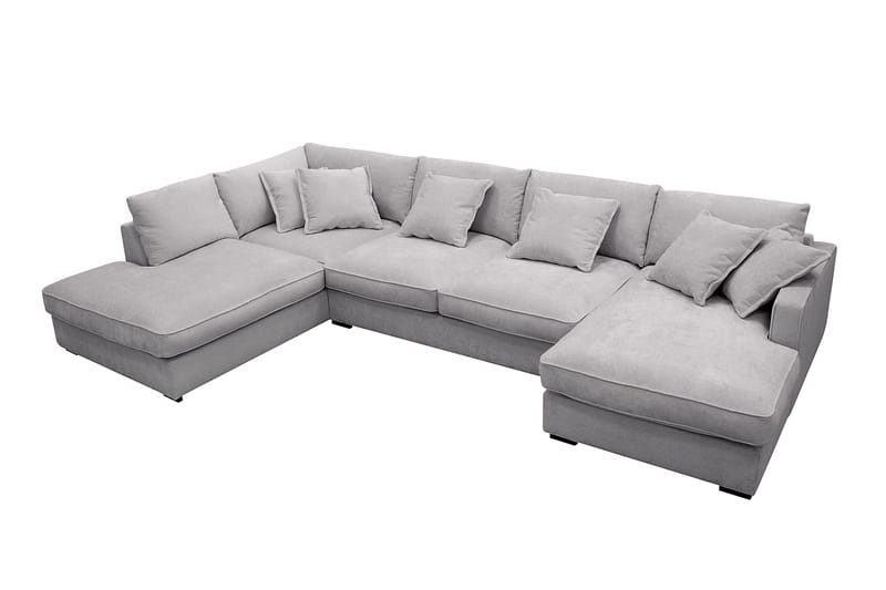 Rossita Lyx 5-sits Högervänd U-formad Extra djup Soffa med Divan och Schäslong i Chenille - Grå - Möbler - Soffa - U-soffa