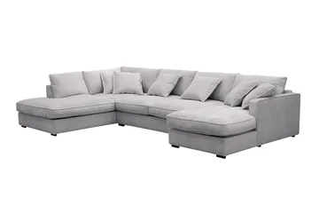 Rossita Lyx 5-sits Högervänd U-formad Extra djup Soffa med Divan och Schäslong i Chenille - Grå - Möbler - Soffa - U-soffa