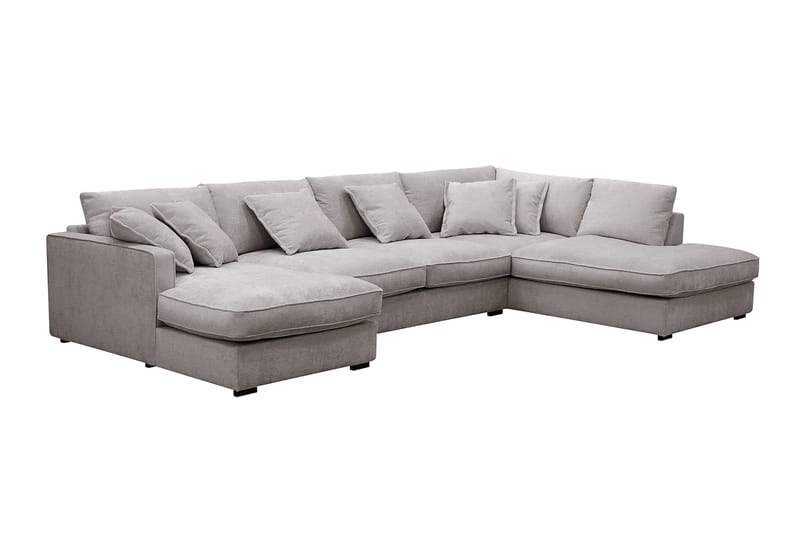 Rossita Lyx 5-sits Högervänd U-formad Extra djup Soffa med Divan och Schäslong i Chenille - Grå/Brun - Möbler - Soffa - U-soffa