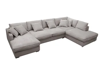 Rossita Lyx 5-sits Högervänd U-formad Extra djup Soffa med Divan och Schäslong i Chenille - Grå/Brun - Möbler - Soffa - U-soffa