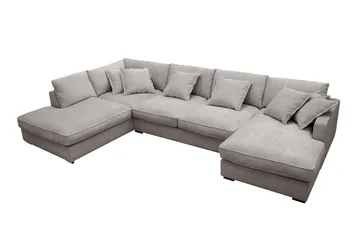 Rossita Lyx 5-sits Högervänd U-formad Extra djup Soffa med Divan och Schäslong i Chenille - Grå/Brun - Möbler - Soffa - U-soffa