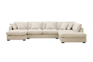 Rossita Lyx 5-sits Högervänd U-formad Extra djup Soffa med Divan och Schäslong i Chenille - Trenza 06, Beige Chenille - Möbler - Soffa - U-soffa