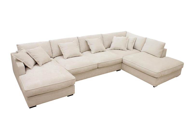 Rossita Lyx 5-sits Högervänd U-formad Extra djup Soffa med Divan och Schäslong i Chenille - Trenza 06, Beige Chenille - Möbler - Soffa - U-soffa