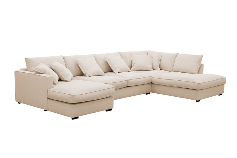 Rossita Lyx 5-sits Högervänd U-formad Extra djup Soffa med Divan och Schäslong i Manchester - Beige - Möbler - Soffa - U-soffa