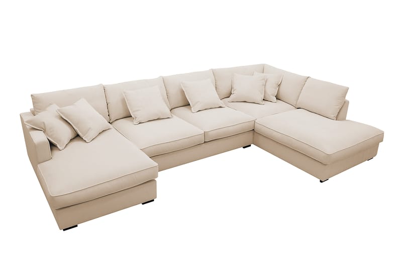 Rossita Lyx 5-sits Högervänd U-formad Extra djup Soffa med Divan och Schäslong i Manchester - Beige - Möbler - Soffa - U-soffa