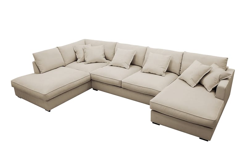 Rossita Lyx 5-sits Högervänd U-formad Extra djup Soffa med Divan och Schäslong i Manchester - Kräm - Möbler - Soffa - U-soffa