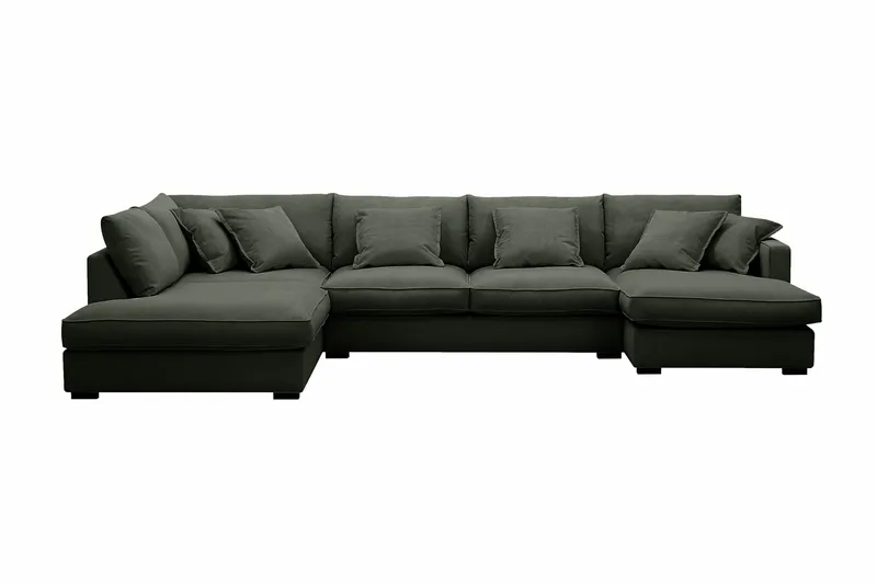 Rossita Lyx 5-sits Högervänd U-formad Extra djup Soffa med Divan och Schäslong i Manchester - Mörkgrön - Möbler - Soffa - U-soffa