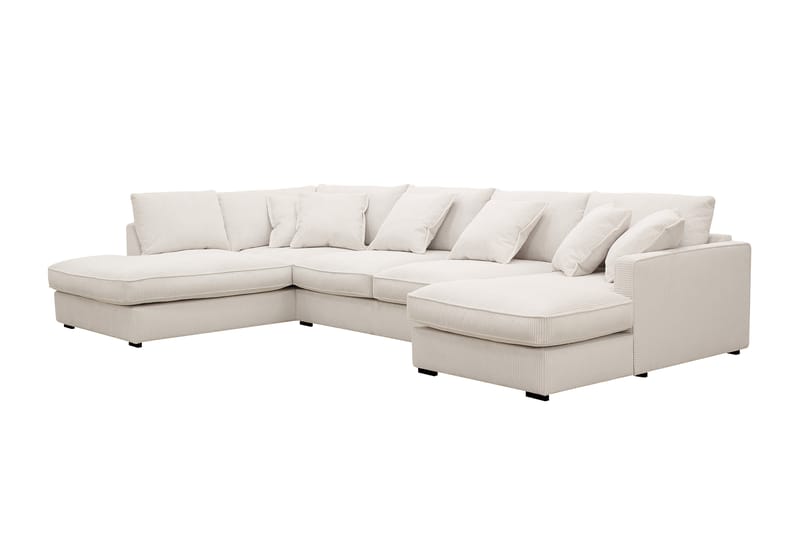 Rossita Lyx 5-sits H ögervänd U-formad Extra djup Soffa med Divan och Schäslong i Manchester - Naturvit - Möbler - Soffa - U-soffa