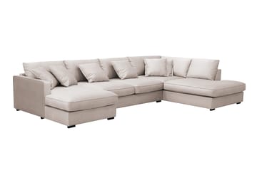 Rossita Lyx 5-sits Högervänd U-formad Extra djup Soffa med Divan och Schäslong i Sammet - Beige - Möbler - Soffa - Sammetssoffa